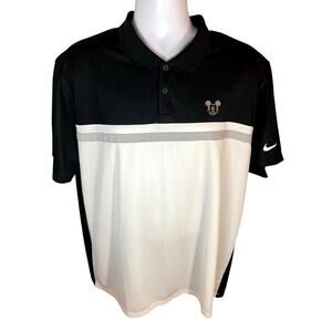 Nike DriFit Disney Park Mickey Mouse Black & White Polo Shirt XL